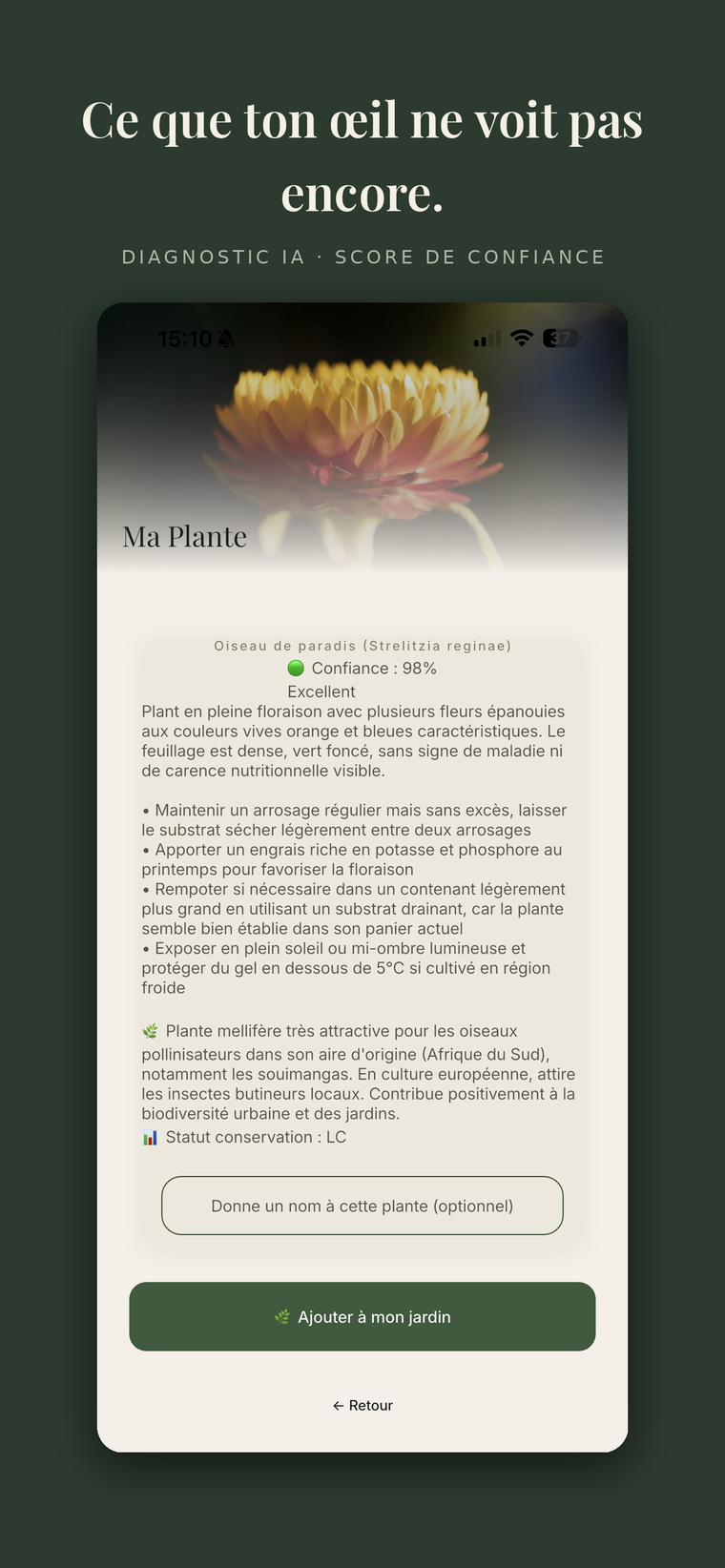 Diagnostic IA avec score de confiance